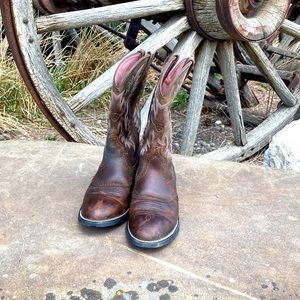 Distressed leather cowboy boots
